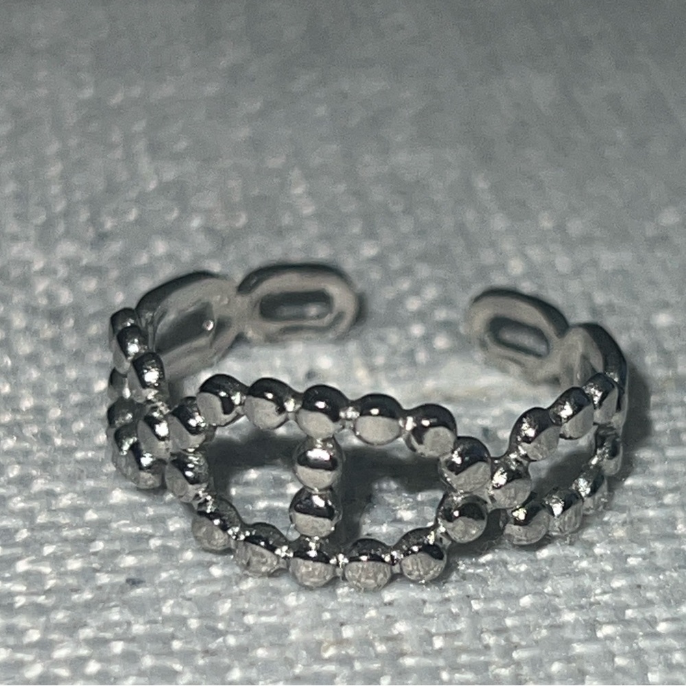 Silver Beaded Open Ring